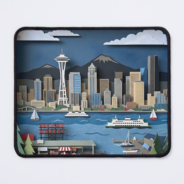 Item preview, Seattle Washington America Layered Paper Art Diorama Collage designed and sold by TackyTime.