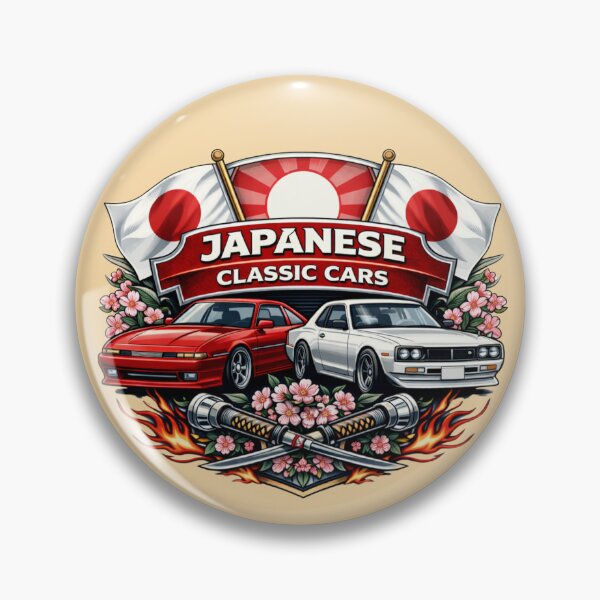 Item preview, Japanese Classic Cars JDM Retro Banner Emblem designed and sold by Retro Arabica.