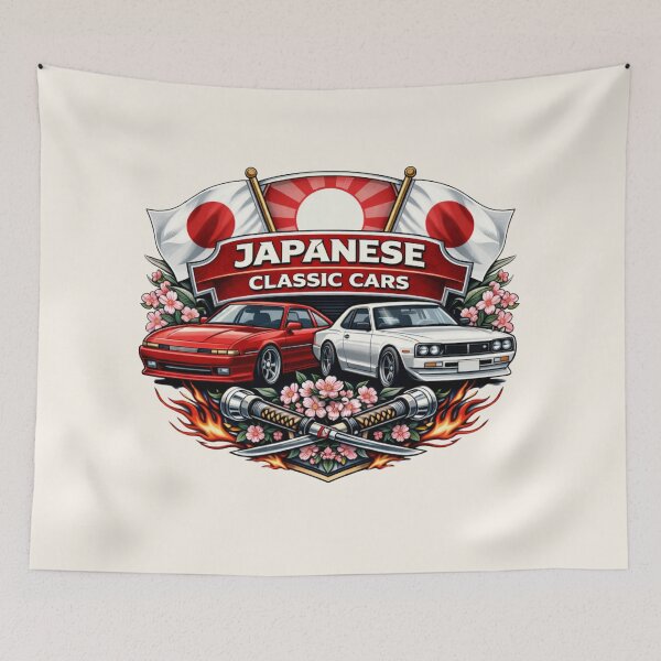 Item preview, Japanese Classic Cars JDM Retro Banner Emblem designed and sold by Retro Arabica.