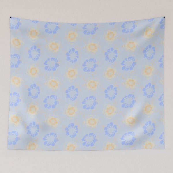 Artikelvorschau, Funky Flower – ausgefallene Linien – blau, weiß, orange entworfen und verkauft von Stephanie Fiona Design.