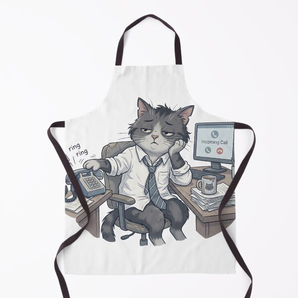 Item preview, Tired Office Cat Bored with Incoming Phone Calls Illustration designed and sold by Clay Artista.