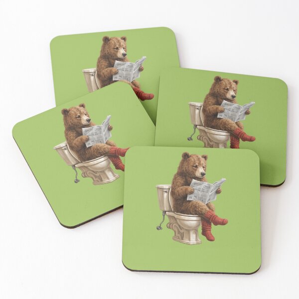 Item preview, Funny Toilet Bear Reading Newspaper, Bear Necessities: Just Taking Care of Business designed and sold by Right-UR.