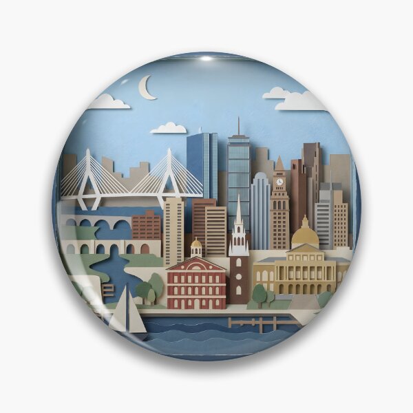 Item preview, Boston Massachusetts America Layered Paper Art Diorama Collage designed and sold by TackyTime.