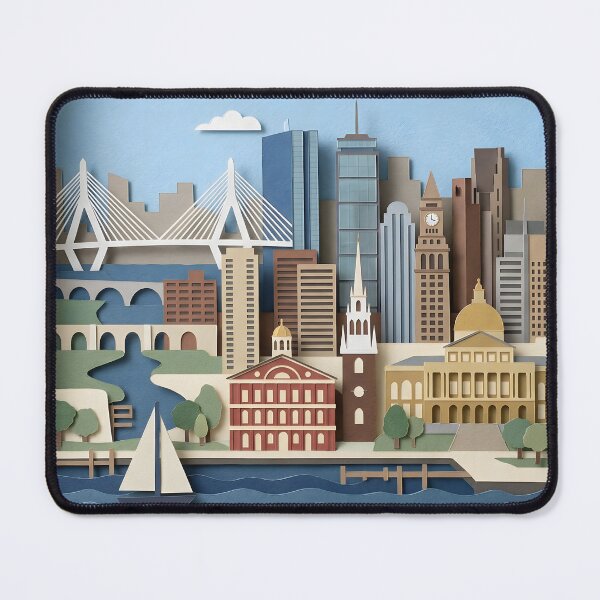 Item preview, Boston Massachusetts America Layered Paper Art Diorama Collage designed and sold by TackyTime.