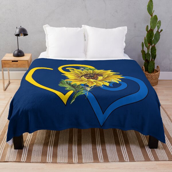 Item preview,  Sapphire Blue and Yellow Curvy Heart with Single Gold Sunflower designed and sold by SeaChangeDesign.