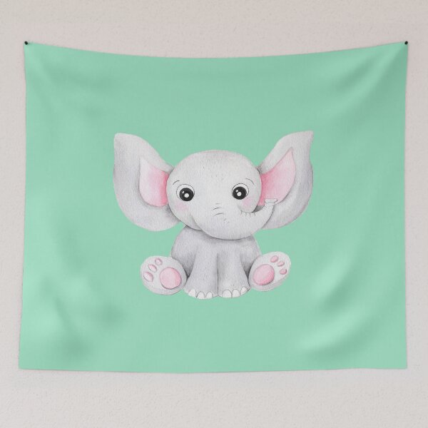 Item preview, Cute Watercolor Baby Elephant - Tropical Nursery Art designed and sold by Lumina-Studio.