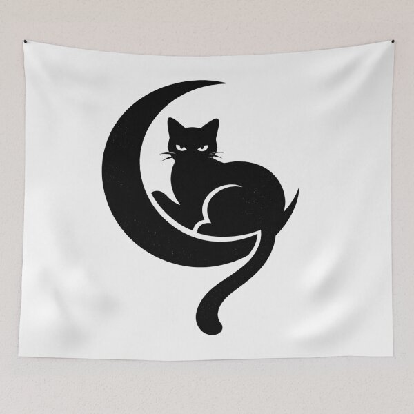 Item preview, Black Cat Moon Silhouette – Minimalist Witchy Symbol Design, Spooky Halloween Aesthetic designed and sold by MonkeyVibe.