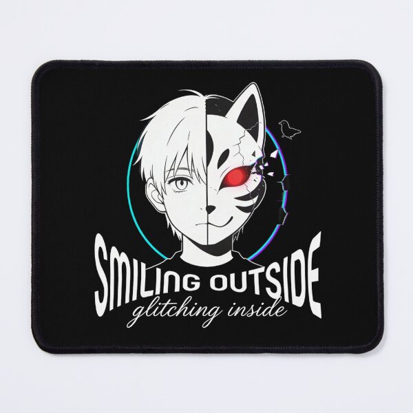 Item preview, Smiling Outside Glitching Inside – Minimalist Anime Mask designed and sold by DevineCouture.