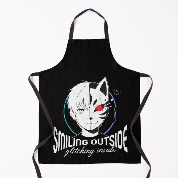 Item preview, Smiling Outside Glitching Inside – Minimalist Anime Mask designed and sold by DevineCouture.
