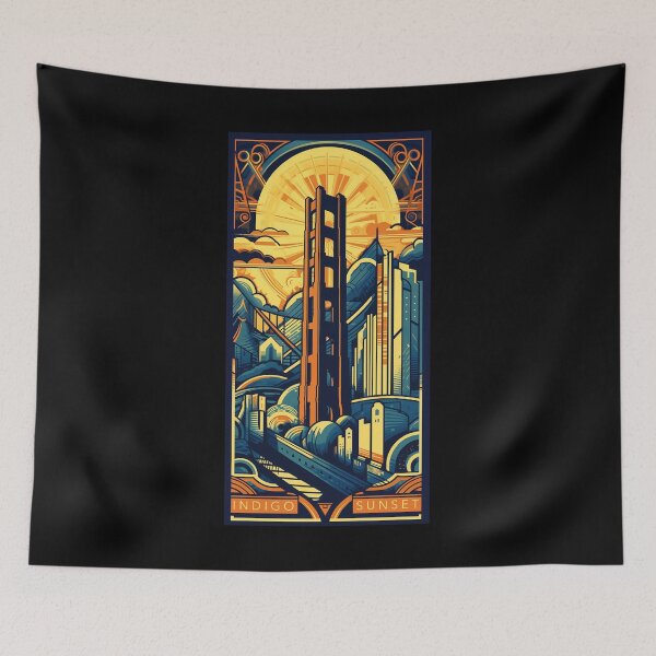 Item preview, Indigo Sunset - Art Deco Design designed and sold by G2Creative.