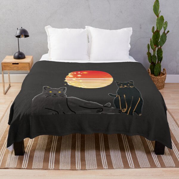 Item preview, Retro 80s Black Cats Sunset Gold Aesthetic Art designed and sold by NKZMAYNI.