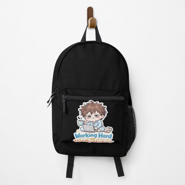 Item preview, Working Hard or Hardly Working Cute Sticker | Funny Productivity Meme Laptop Boy designed and sold by irfanshikh.
