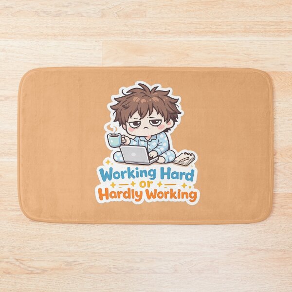 Item preview, Working Hard or Hardly Working Cute Sticker | Funny Productivity Meme Laptop Boy designed and sold by irfanshikh.