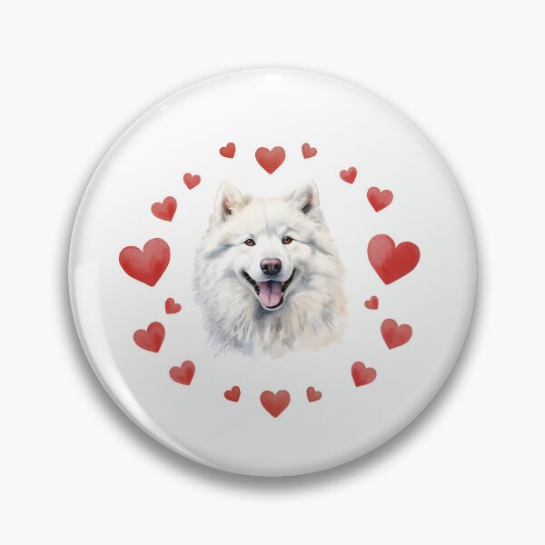 Item preview, Samoyed Dog Mom Valentine Watercolor Hearts Portrait designed and sold by EvrmoodCo.
