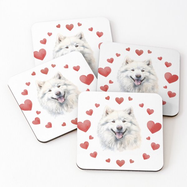 Item preview, Samoyed Dog Mom Valentine Watercolor Hearts Portrait designed and sold by EvrmoodCo.