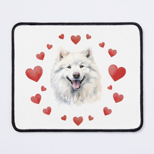 Item preview, Samoyed Dog Mom Valentine Watercolor Hearts Portrait designed and sold by EvrmoodCo.