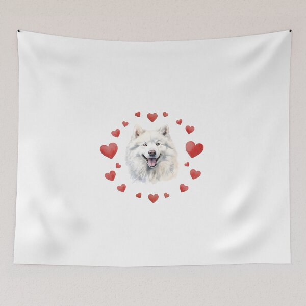 Item preview, Samoyed Dog Mom Valentine Watercolor Hearts Portrait designed and sold by EvrmoodCo.