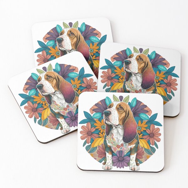 Item preview, The Soulful Guardian: An Intricately Patterned Basset Hound Portrait designed and sold by KrisGraphic45.