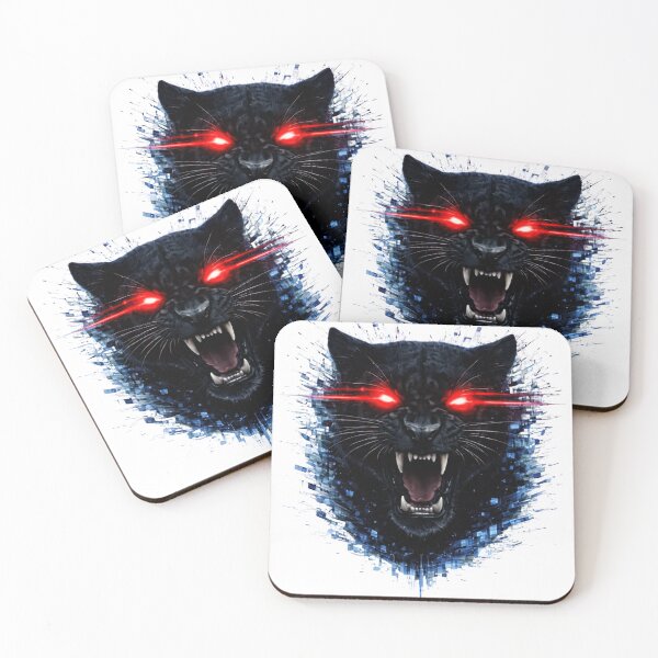 Item preview, Glitch Panther – Red Eyes Neon Blue Black Panther Cyberpunk Streetwear Design designed and sold by UnglaublichGut.