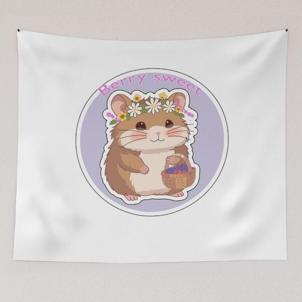 Item preview, Berry Sweet Hamster Sticker – Cute Kawaii Flower Crown Animal Cottagecore Aesthetic designed and sold by pn_terest.