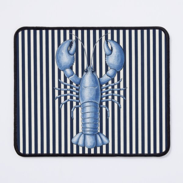 Item preview, Blue Lobster on Navy Stripes – Classic Nautical Wall Art, Coastal Kitchen Decor, Maritime Beach House Style designed and sold by TheSlowShore.
