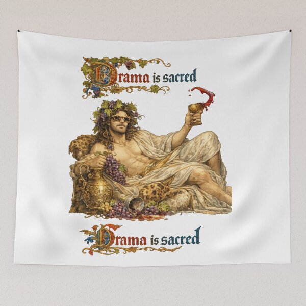 Item preview, Drama Is Sacred – Dionysian Classical Illustration with Ornate Typography designed and sold by jgvisualarts.