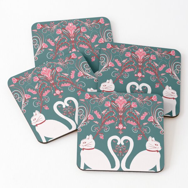 Item preview, Regency Whiskers — White Cats on Teal Elegance designed and sold by akneeland603.