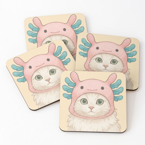 Item preview, Cute Axolotl Cat Hat - Kawaii Pastel Animal Art designed and sold by FSilk.