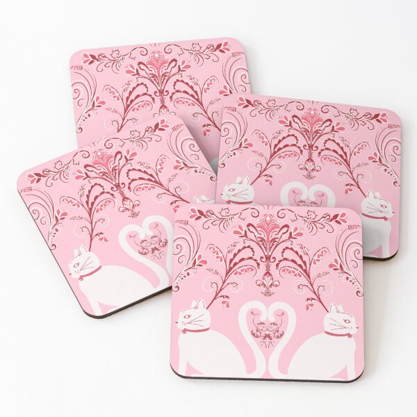 Item preview, Regency Whiskers — Elegant White Cats on Pink designed and sold by akneeland603.
