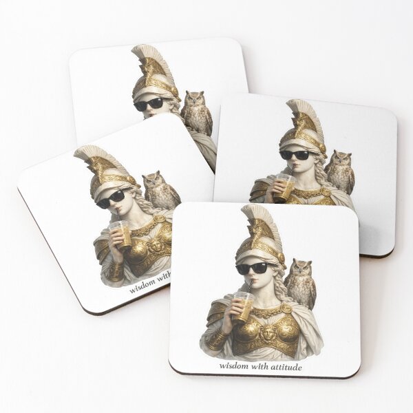 Item preview, Wisdom with Attitude – Athena with Owl and Iced Coffee designed and sold by jgvisualarts.