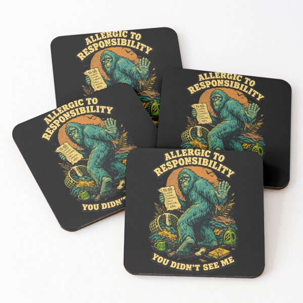 Item preview, Allergic to Responsibility Bigfoot Shirt – Funny Avoidance Meme Vintage Tee designed and sold by Mythic Ink Studio.