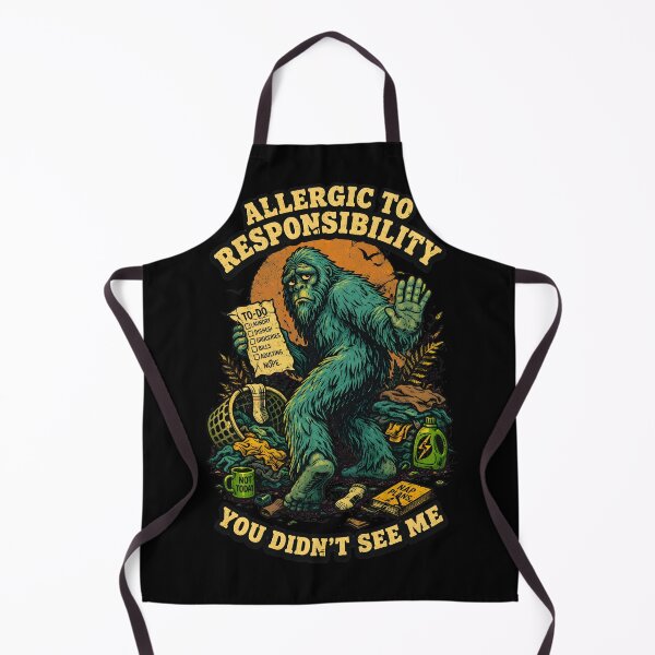 Item preview, Allergic to Responsibility Bigfoot Shirt – Funny Avoidance Meme Vintage Tee designed and sold by Mythic Ink Studio.