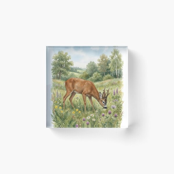 Item preview, Roe Deer Meadow - Woodland Wildlife Flower Field designed and sold by RubisLeaf.