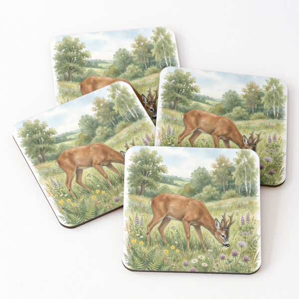 Item preview, Roe Deer Meadow - Woodland Wildlife Flower Field designed and sold by RubisLeaf.