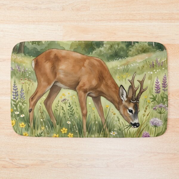 Item preview, Roe Deer Meadow - Woodland Wildlife Flower Field designed and sold by RubisLeaf.