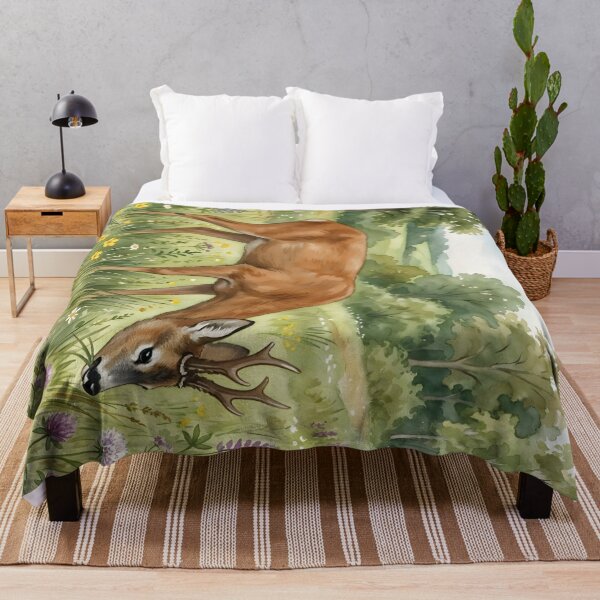 Item preview, Roe Deer Meadow - Woodland Wildlife Flower Field designed and sold by RubisLeaf.