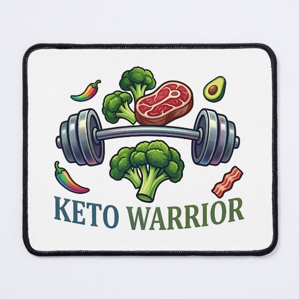 Item preview, Keto Warrior – Gym Barbell & Healthy Food Illustration designed and sold by DOROTA-0909.