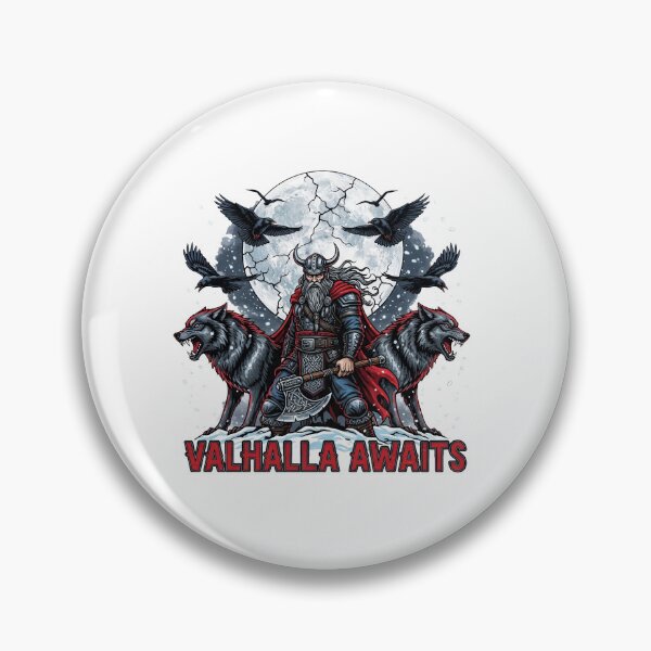 Item preview, Valhalla Awaits Viking Warrior Wolves Moon  designed and sold by TeeARTHY.