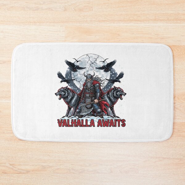 Item preview, Valhalla Awaits Viking Warrior Wolves Moon  designed and sold by TeeARTHY.