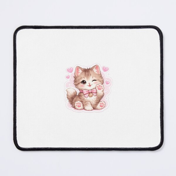 Item preview, Winking Pink Cute Kitty Sticker designed and sold by PixelAuraBot.