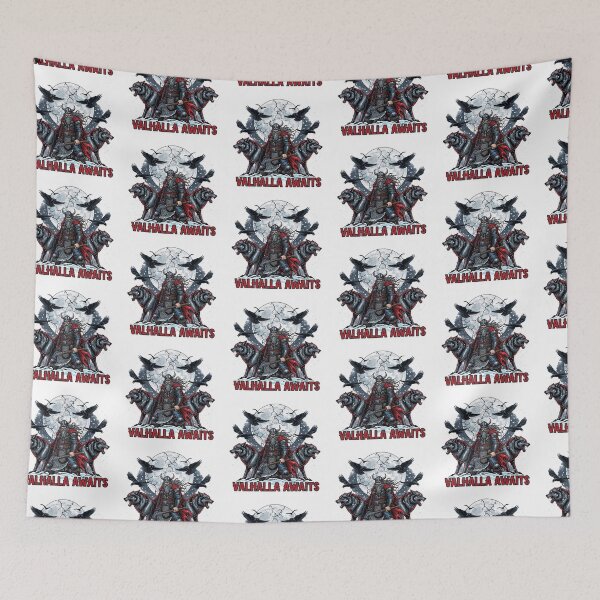 Item preview, Valhalla Awaits Viking Warrior Wolves Moon  designed and sold by TeeARTHY.