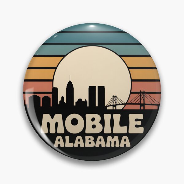 Item preview, Mobile Alabama: Retro Skyline Badge designed and sold by CircinusStore.