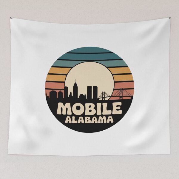Item preview, Mobile Alabama: Retro Skyline Badge designed and sold by CircinusStore.