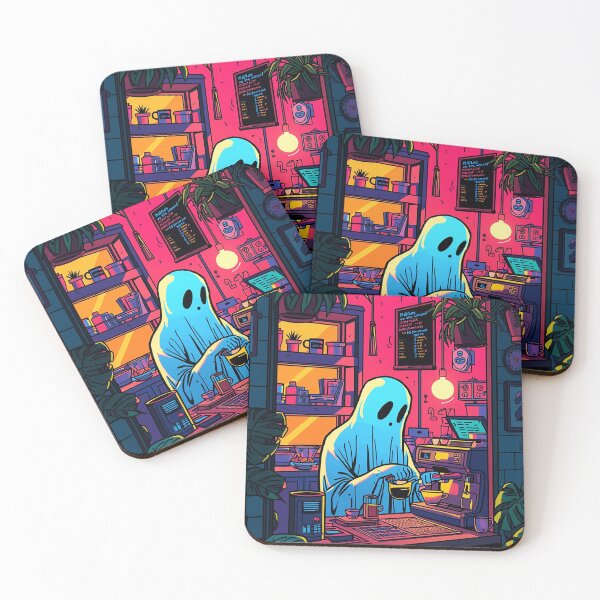 Item preview, Neon Ghost Barista – Cozy Café Aesthetic Vibes designed and sold by BlackBoneArt.