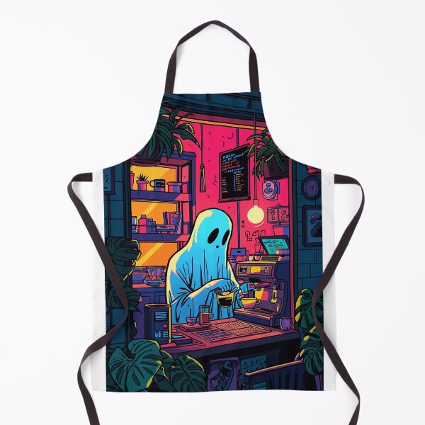 Item preview, Neon Ghost Barista – Cozy Café Aesthetic Vibes designed and sold by BlackBoneArt.