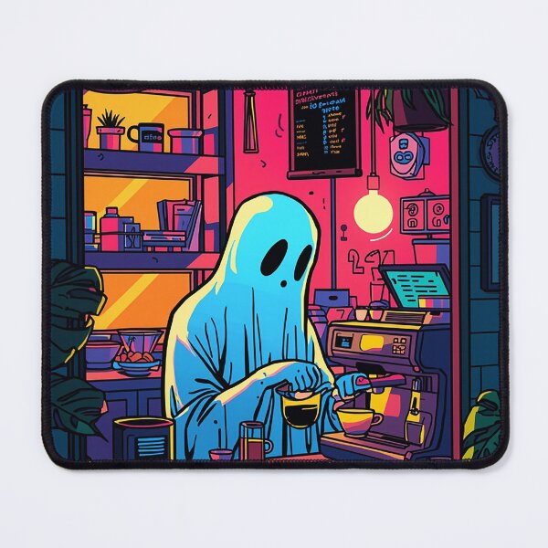Item preview, Neon Ghost Barista – Cozy Café Aesthetic Vibes designed and sold by BlackBoneArt.