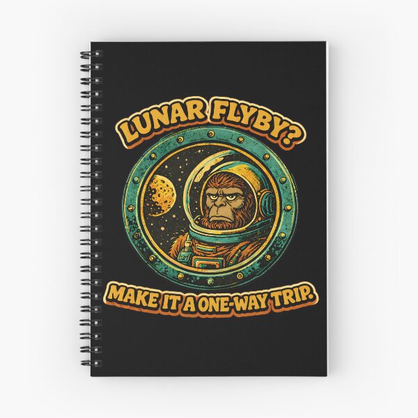 Item preview, Funny Bigfoot Lunar Flyby One Way Trip Retro Sci-Fi Space Monster Tee designed and sold by Mythic Ink Studio.