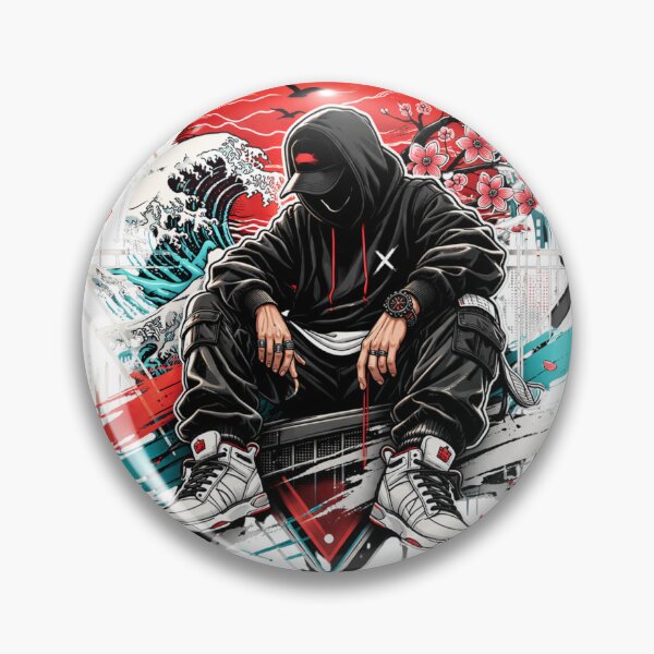 Item preview, Urban Samurai Aura - Crimson Sun Streetwear Art designed and sold by RickyStick.
