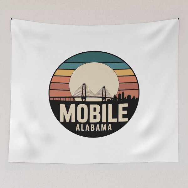 Item preview, Mobile Alabama: Retro Skyline Circle Design designed and sold by CircinusStore.