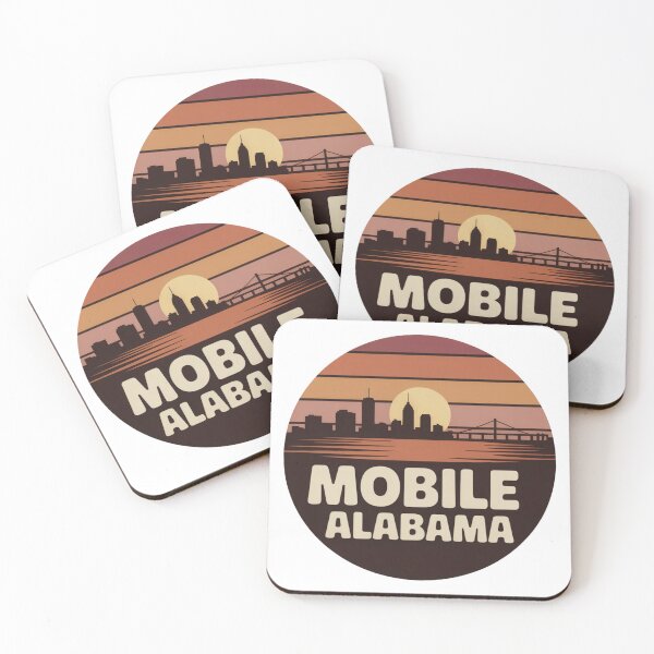 Item preview, Mobile Alabama: Vintage Sunset Skyline Badge designed and sold by CircinusStore.